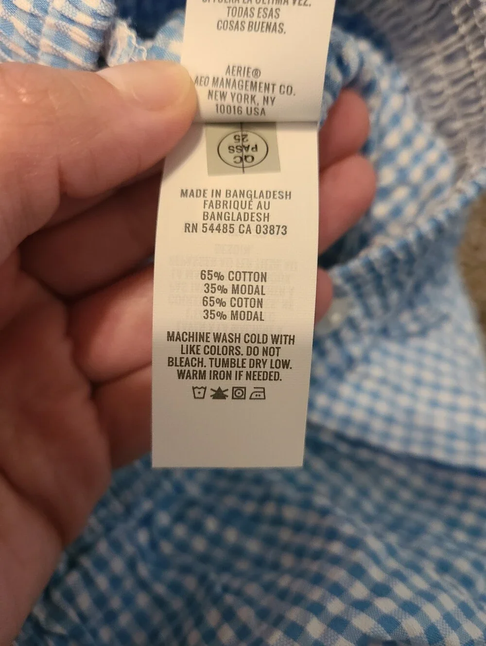aerie Light Blue Gingham Lounge Pants Size Small Nwt - Picture 7 of 8